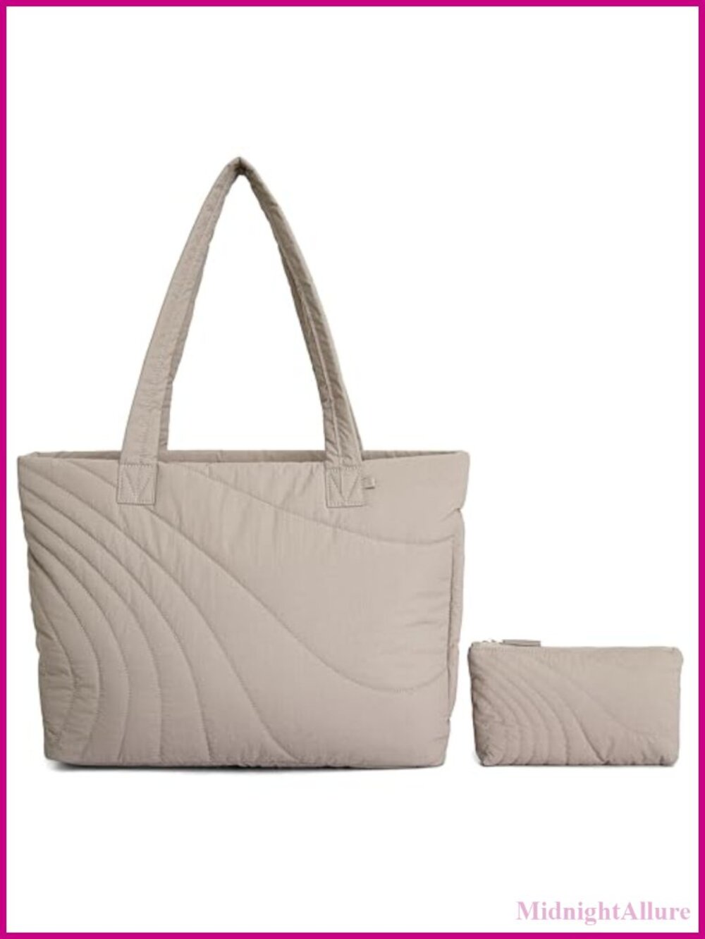 Quilted Puffer Tote Bag Lightweight Large Capacity with Wallet